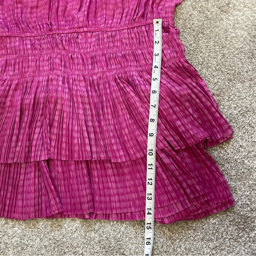 Magenta Pink Musette Mini Dress Barbie Size Medium Tiered Ruffle Hem Rush Satin - Picture 11 of 14